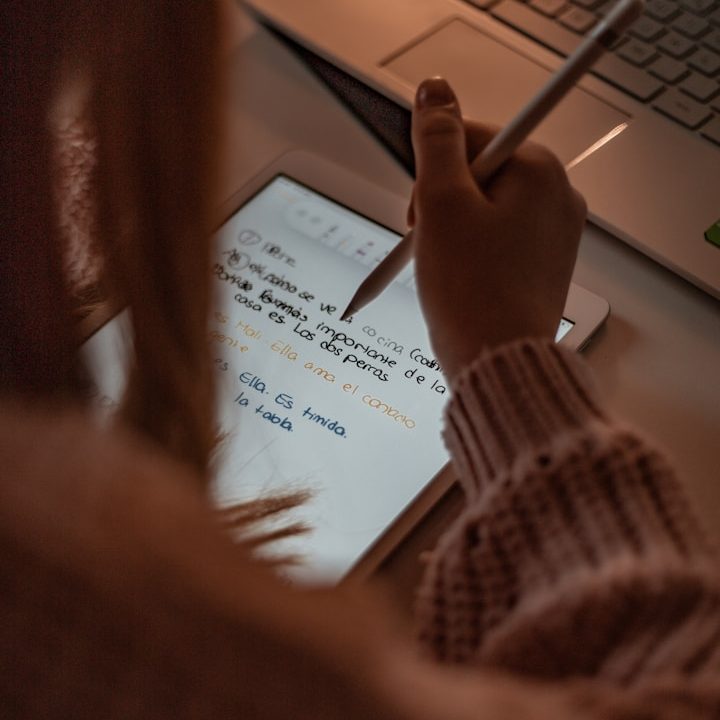 Student working on tablet 