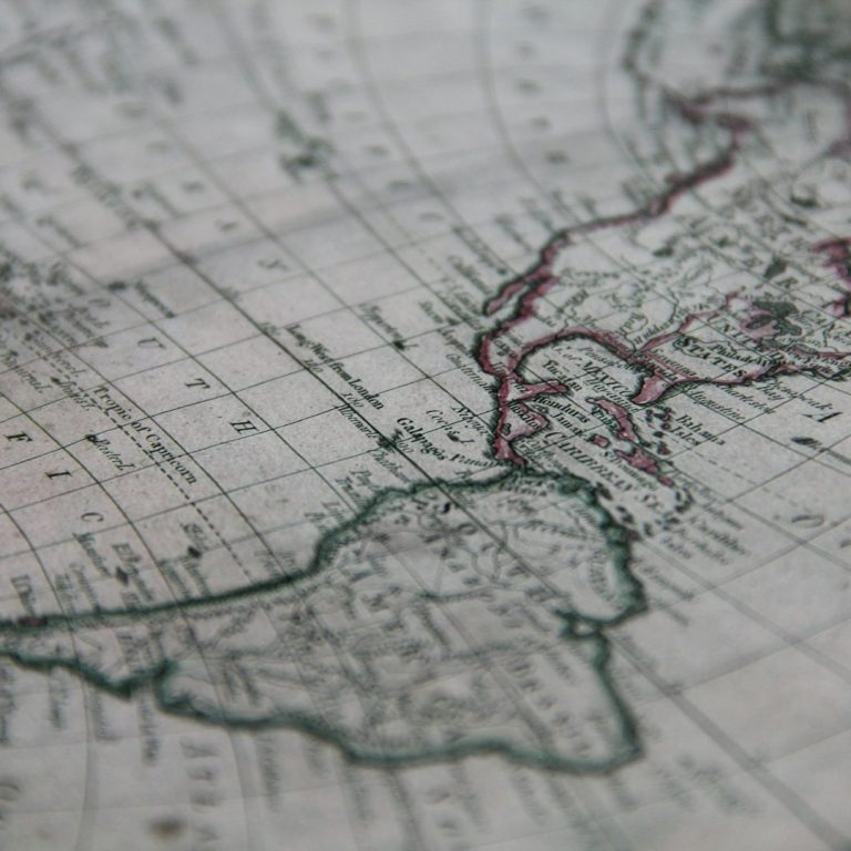 Black and white map of South America